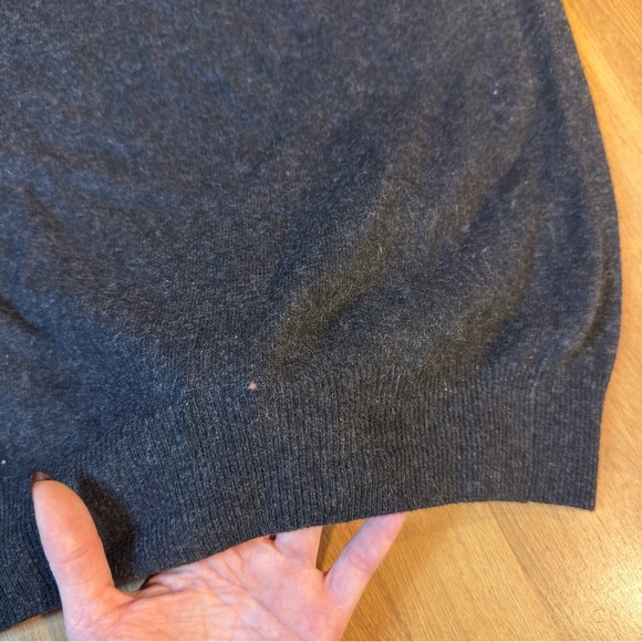 Mantovani Studio Italian Cashmere Sweater Large Men 1/4 Zip Charcoal Pullover - Picture 5 of 7